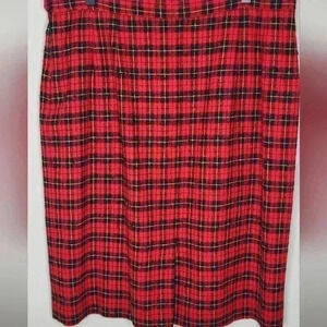 Pendleton Vintage 100% Virgin Wool Buffalo Plaid Womens Plus Size Lined Skirt 18